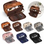 Travel Shaving Dopp Kit PU Leather Wet Dry Bag