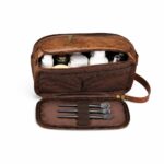 Travel Shaving Dopp Kit PU Leather Wet Dry Bag - 2
